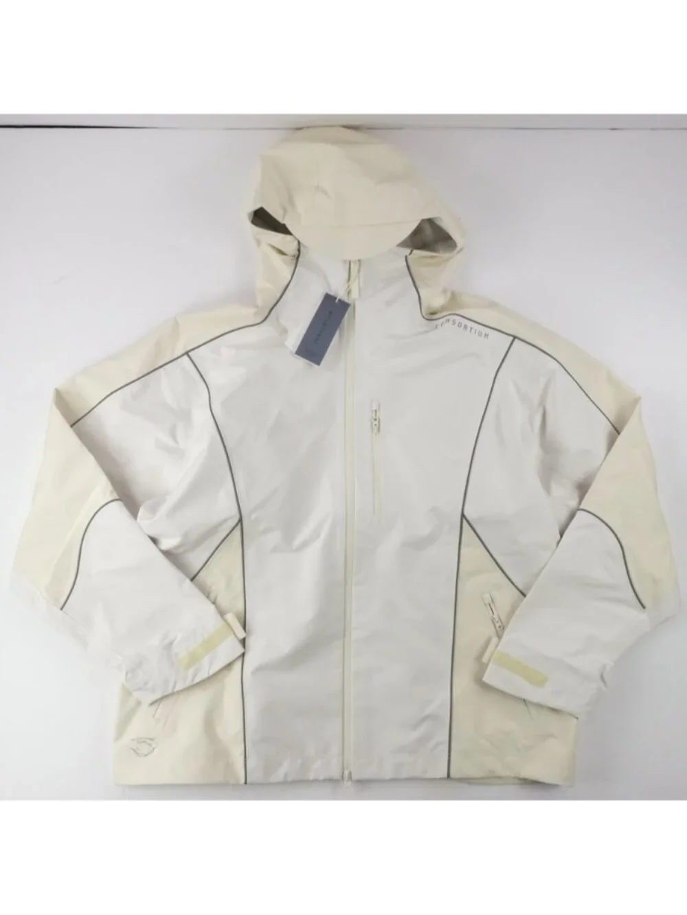adidas Consortium Shell Jacket Chalk White Rain Coat 3M Sz. XL JY8321 $280